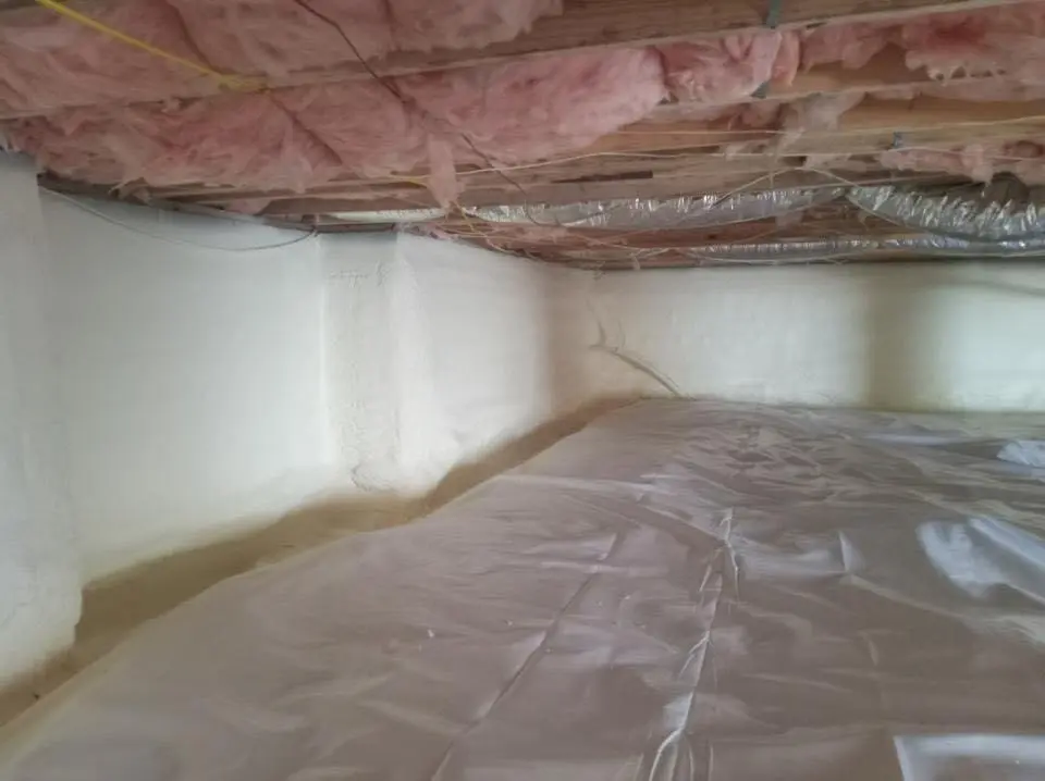 Crawl space encapsulation with closed-cell spray foam for Commercial Roof Restoration in Twin Lakes